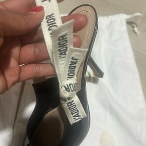 Dior Black Heels with Logo Strap